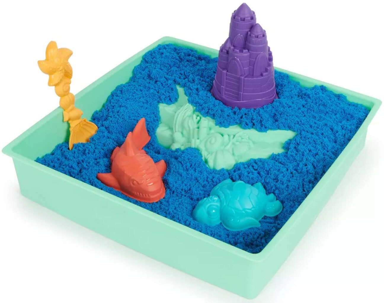 Lossikomplekt Spin Master Kinetic Sand plastikust sinine + vormide kandik цена и информация | Kunstitarbed, voolimise tarvikud | hansapost.ee