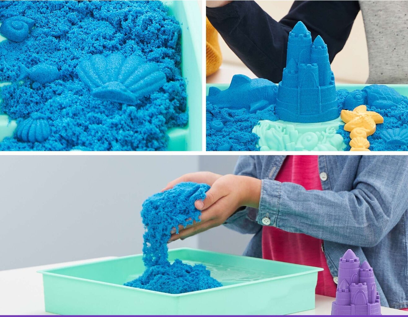 Lossikomplekt Spin Master Kinetic Sand plastikust sinine + vormide kandik цена и информация | Kunstitarbed, voolimise tarvikud | hansapost.ee