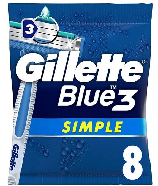 Raseerija Gillette Blue3 Simple, 8 tk цена и информация | Raseerimisvahendid | hansapost.ee