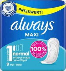 Hügieenisidemed Always Maxi-Binden, 9 tk hind ja info | Tampoonid, hügieenisidemed ja menstruaalanumad | hansapost.ee