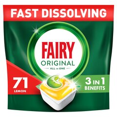 Таблетки для посудомоечной машины Fairy Original All in One Lemon, 71 цена и информация | Гели для посудомоечных машин | hansapost.ee