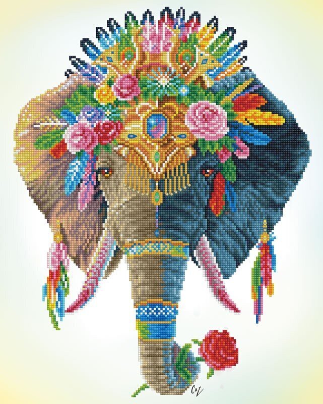 Teemantmosaiik Bohemian Elephant 41x51 cm hind ja info | Teemantmaalide komplektid | hansapost.ee