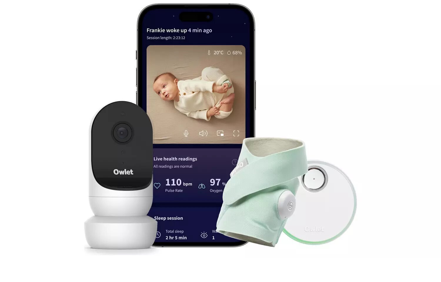 Mobiilne beebimonitor Owlet Cam Dream Sock, roheline цена и информация | Beebimonitorid | hansapost.ee