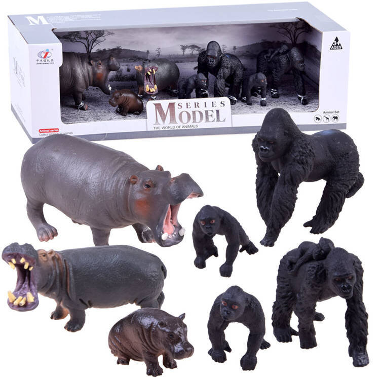 Loomakomplekt Safari Hippo Gorilla hind ja info | Mänguasjad poistele | hansapost.ee