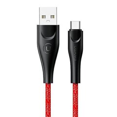 USAMS Kabel pleciony U41 USB-C 2m 2A czerwony|red SJ395USB02 (US-SJ395) цена и информация | Кабели для телефонов | hansapost.ee