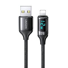 USAMS Kabel pleciony U78 lightning 1.2m LED 2.4A Fast Charging czarny|black SJ543USB01 (US-SJ543) цена и информация | Кабели для телефонов | hansapost.ee