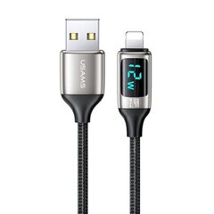 USAMS Kabel pleciony U78 lightning 1.2m LED 2.4A Fast Charging silver black SJ543USB02 (US-SJ543) цена и информация | Кабели для телефонов | hansapost.ee