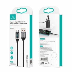 USAMS Kabel pleciony U78 USB-C 1.2m LED 6A Fast Charging biały|white SJ544USB02 (US-SJ544) цена и информация | Кабели для телефонов | hansapost.ee