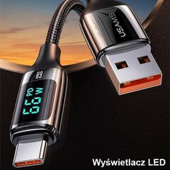 USAMS Kabel pleciony U78 USB-C 1.2m LED 6A Fast Charging biały|white SJ544USB02 (US-SJ544) цена и информация | Кабели для телефонов | hansapost.ee