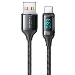 USAMS U78 USB-C braided cable  1,2 м LED 6A Fast Charging |black | SJ544USB01 (US-SJ544) цена и информация | Кабели для телефонов | hansapost.ee