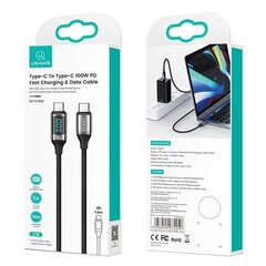 USAMS Kabel pleciony U78 USB-C na USB-C LED 1.2m 100W Fast Charging biały|white SJ546USB02 (US-SJ546) цена и информация | Кабели для телефонов | hansapost.ee