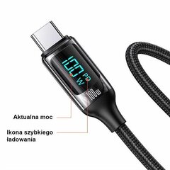 USAMS Kabel pleciony U78 USB-C na USB-C LED 1.2m 100W Fast Charging biały|white SJ546USB02 (US-SJ546) цена и информация | Кабели для телефонов | hansapost.ee