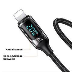 USAMS Kabel pleciony U78 USB-C na Lightning LED 1.2m 20W PD Fast Charge czarny|black SJ545USB01 (US-SJ545) цена и информация | Кабели для телефонов | hansapost.ee