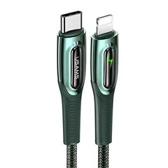 USAMS Kabel pleciony USB-C na Lightning Smart Power-off 20W PD Cable1.2m ciemny zielony|dark green SJ518USB02 (US-SJ518) цена и информация | Кабели для телефонов | hansapost.ee