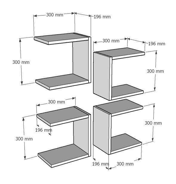 Seina riiul Asir, 30x30x19,6 cm, hall hind ja info | Riiulid | hansapost.ee