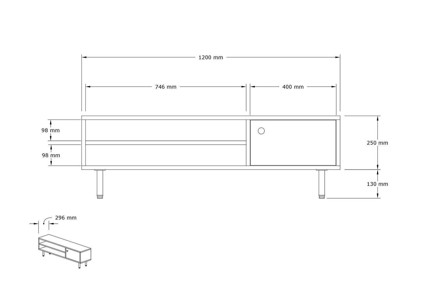 TV-alus, Asir, 120x38x30 cm, hall цена и информация | Televiisori alused | hansapost.ee