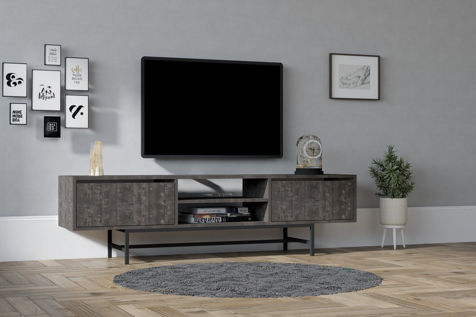 TV-alus, Asir, 180x50x40 cm, hall hind ja info | Televiisori alused | hansapost.ee