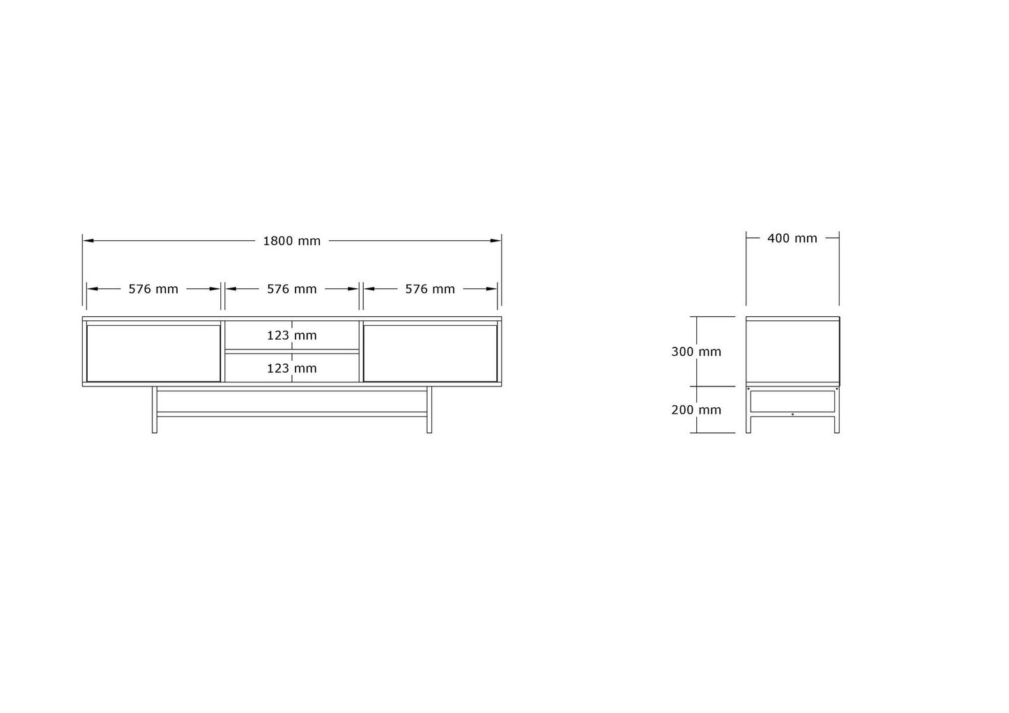 TV-alus, Asir, 180x50x40 cm, valge hind ja info | Televiisori alused | hansapost.ee