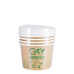 Kompostitavad kaanega toidunõud Go Green 470 ml, 5 tk. / 0,099 kg hind ja info | Ühekordsed nõud ja söögiriistad | hansapost.ee