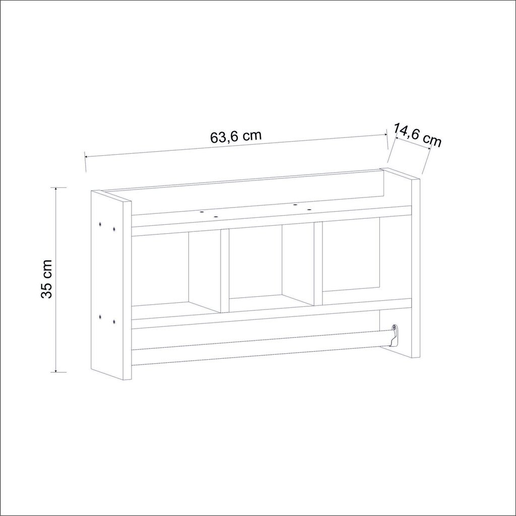 Seina riiul Asir, 63,6x35x14,6 cm, valge цена и информация | Riiulid | hansapost.ee