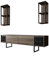 Elutoa mööblikomplekt, Asir, TV-alus 180 x 30 x 50 cm, diivanilaud 90 x 60 x 40 cm, pruun ja must price and information | Sectional cabinets | hansapost.ee