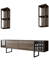 Elutoa mööblikomplekt, Asir, TV-alus 180 x 30 x 50 cm, diivanilaud 90 x 60 x 40 cm, pruun ja hõbe price and information | Sectional cabinets | hansapost.ee