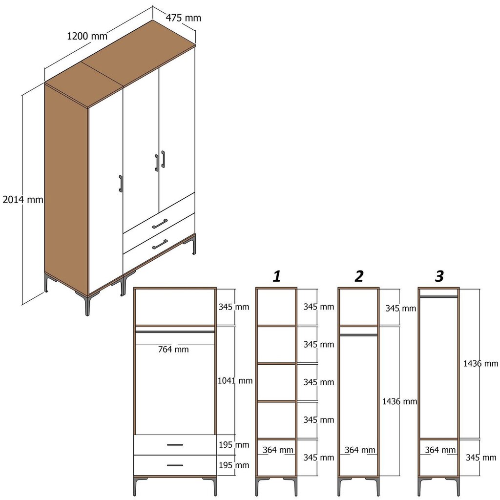 Kapp Kalune Design Kumsal, pruun hind ja info | Kapid | hansapost.ee