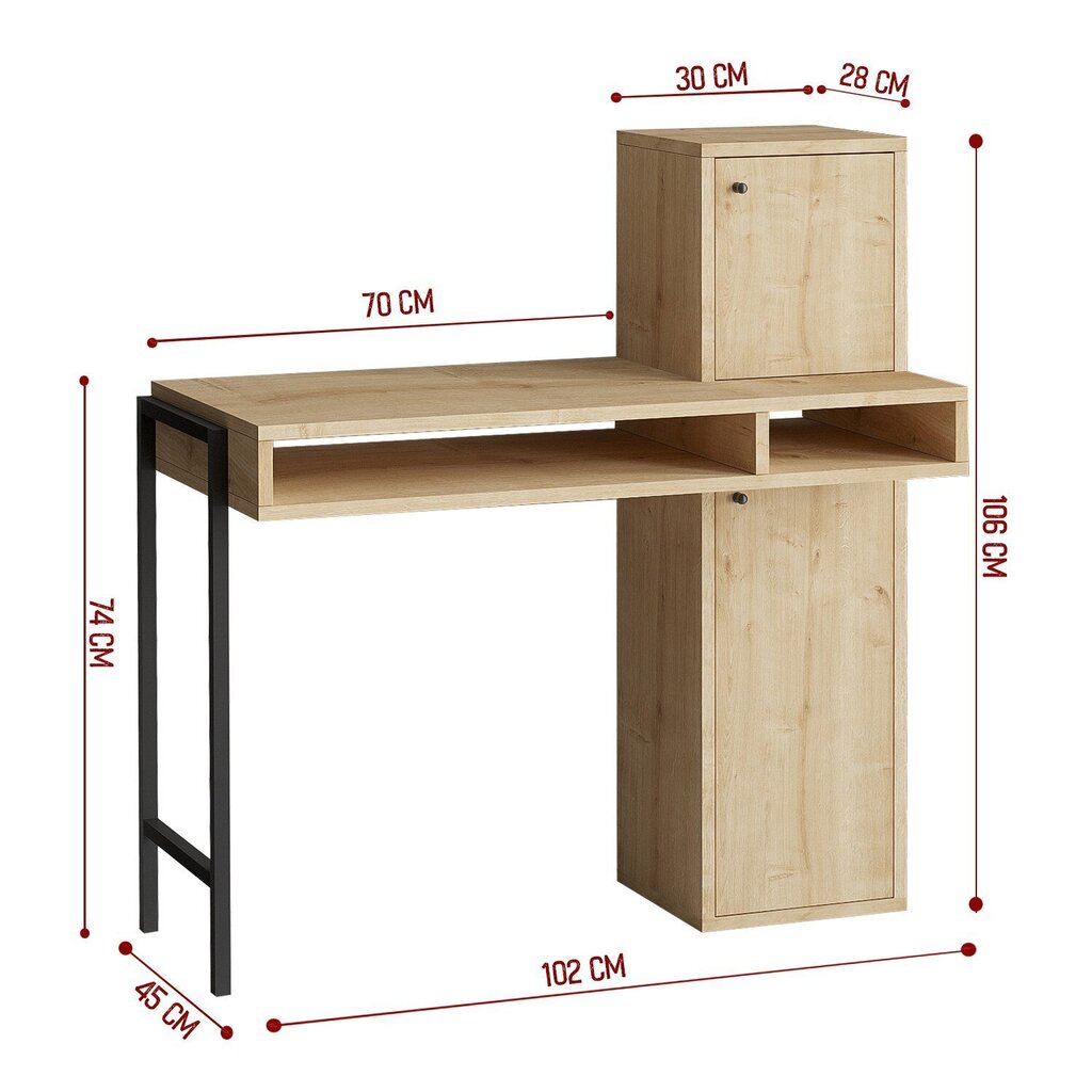 Kirjutuslaud Asir, 102x106x45 cm, must/pruun цена и информация | Arvutilauad, kirjutuslauad | hansapost.ee