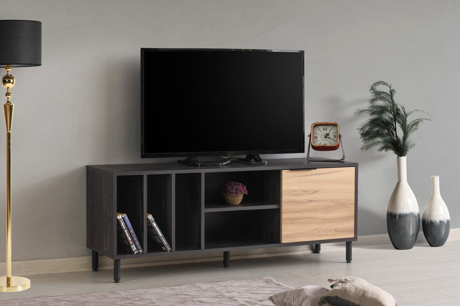 TV alus Asir, 140x55x40cm, tumepruun цена и информация | Televiisori alused | hansapost.ee