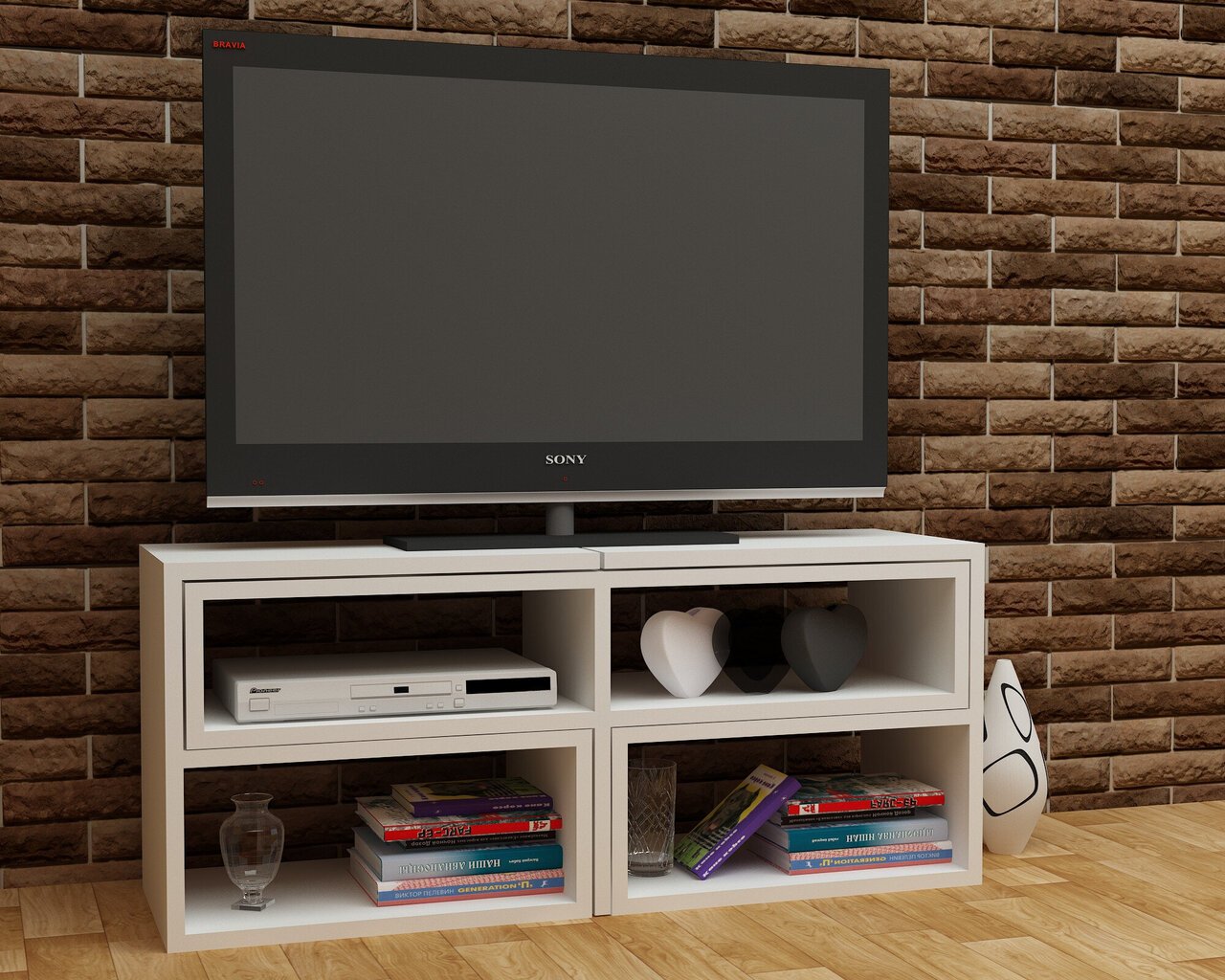 TV alus, Asir, 136,8x40x29,5 cm, valge hind ja info | Televiisori alused | hansapost.ee