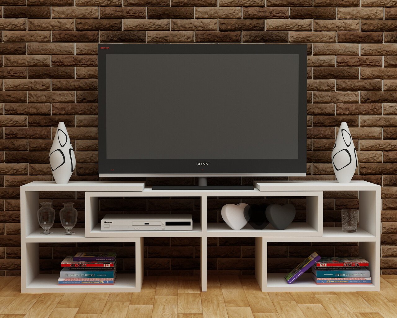 TV alus, Asir, 136,8x40x29,5 cm, valge hind ja info | Televiisori alused | hansapost.ee