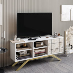 TV alus Asir, 130x38,6x58,6 cm, valge/kuldne price and information | Television bases | hansapost.ee