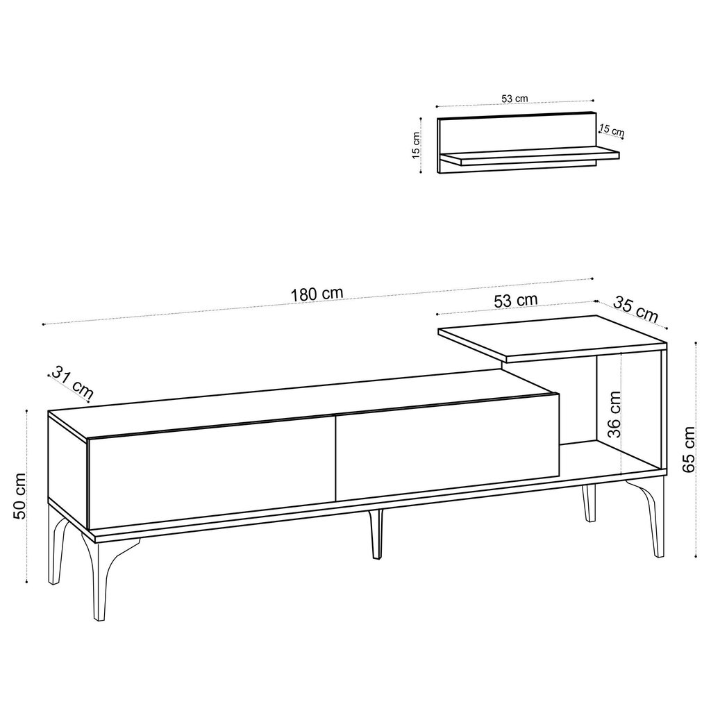 TV-alus Asir, 180x65x35 cm, pruun цена и информация | Televiisori alused | hansapost.ee