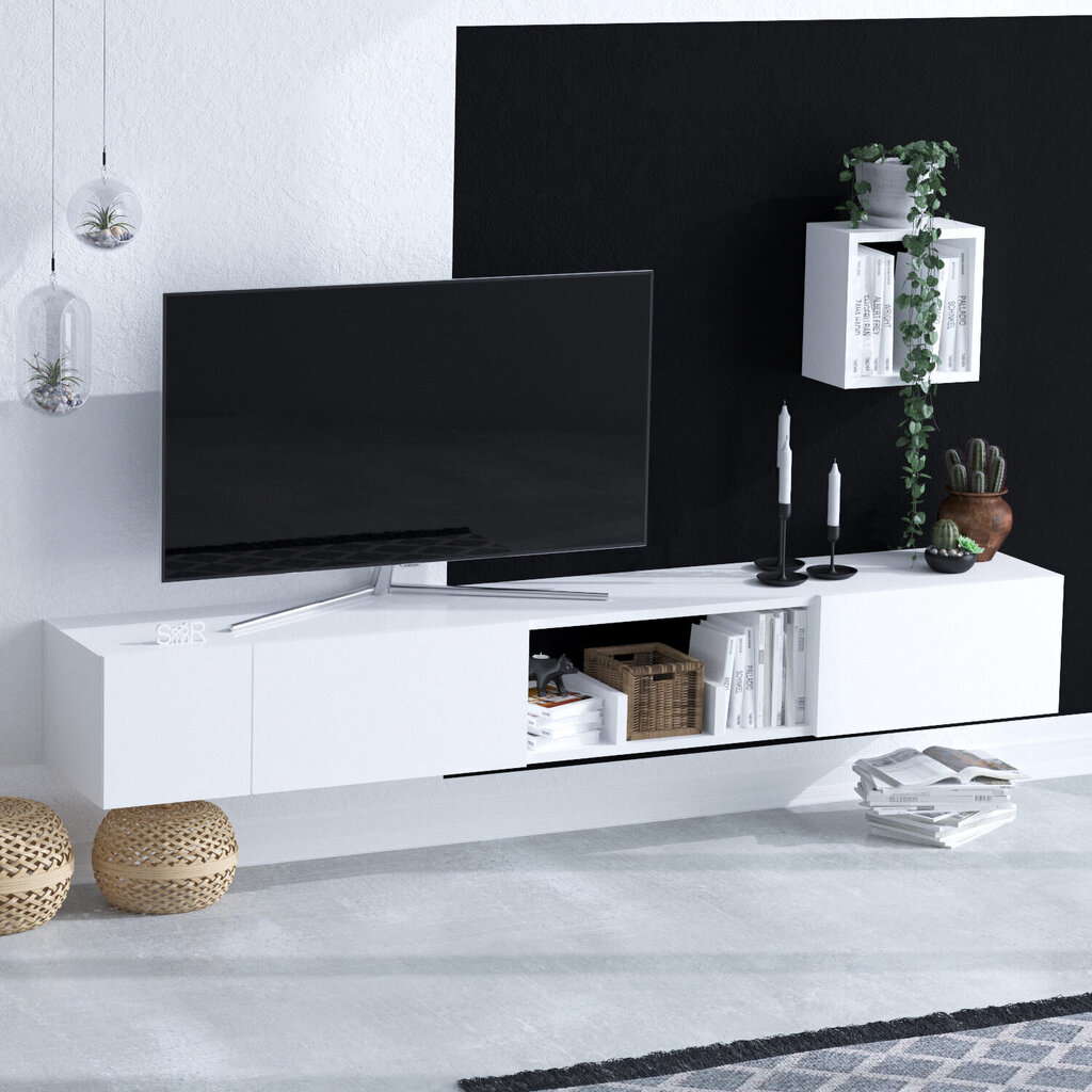 TV-alus Asir, 180x25x30 cm, valge цена и информация | Televiisori alused | hansapost.ee