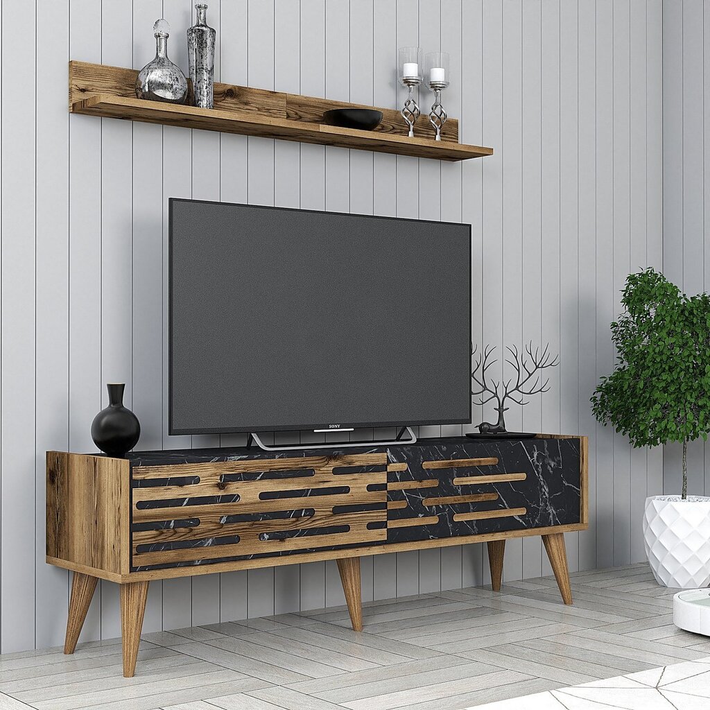 TV-alus Asir, 140x35x45 cm, pruun/must цена и информация | Televiisori alused | hansapost.ee