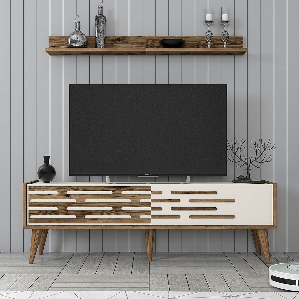 TV-alus Asir, 140x35x45 cm, pruun/beež цена и информация | Televiisori alused | hansapost.ee