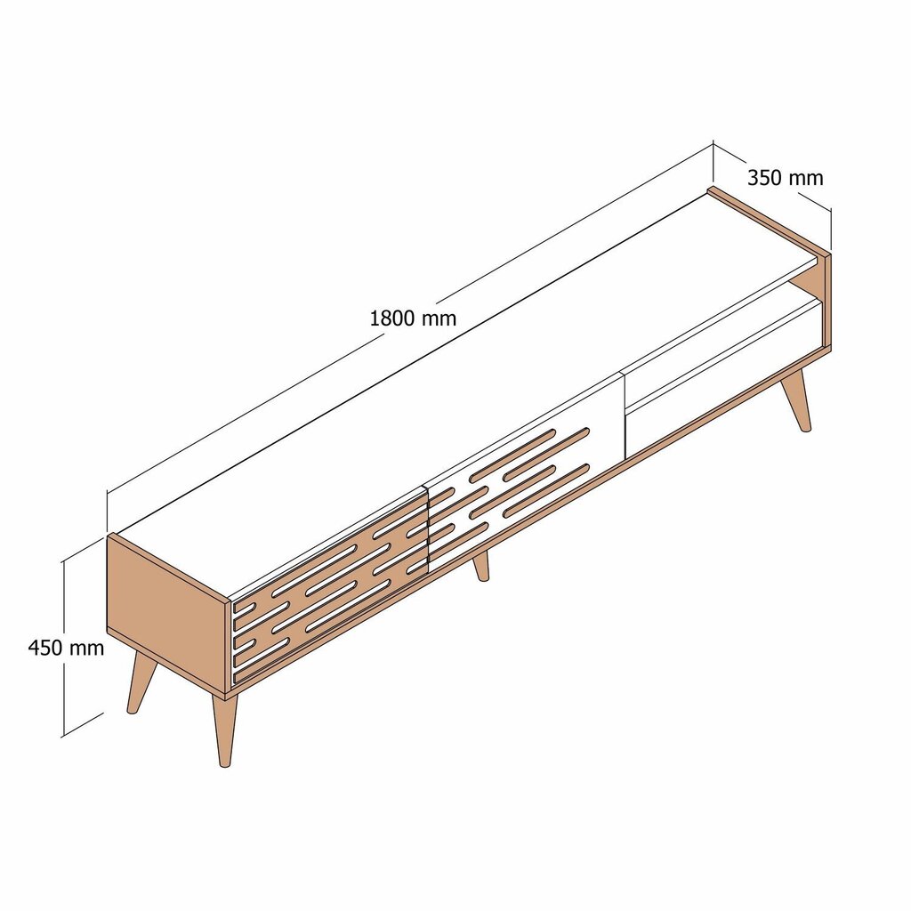 TV alus Asir, 180x35x45 cm, pruun/valge/marmor цена и информация | Televiisori alused | hansapost.ee