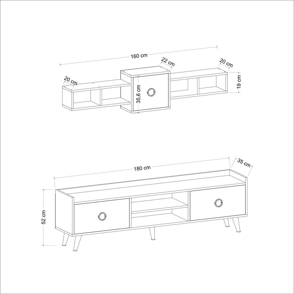 TV-alus Asir, 180x52x35cm, marmor/pruun hind ja info | Televiisori alused | hansapost.ee