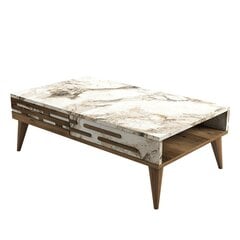 Kohvilaud Asir, 105x60x34,6 cm, pruun/valge/marmor price and information | Coffee tables | hansapost.ee