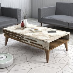 Kohvilaud Asir, 105x60x34,6 cm, pruun/valge/marmor price and information | Coffee tables | hansapost.ee