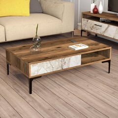 Kohvilaud Asir, 105x32,6x60 cm, pruun/valge/marmor price and information | Coffee tables | hansapost.ee