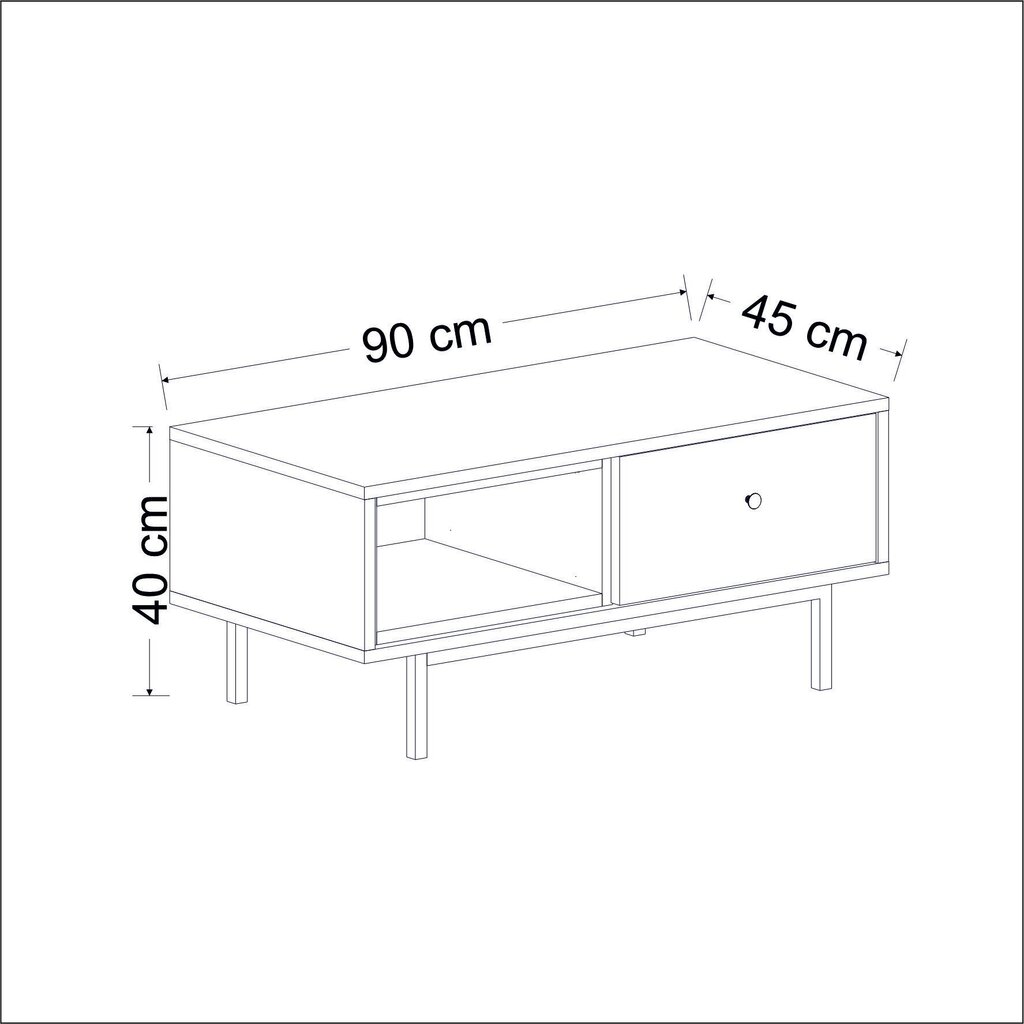 Kohvilaud Asir, 90x40x45 cm, hall hind ja info | Diivanilauad | hansapost.ee