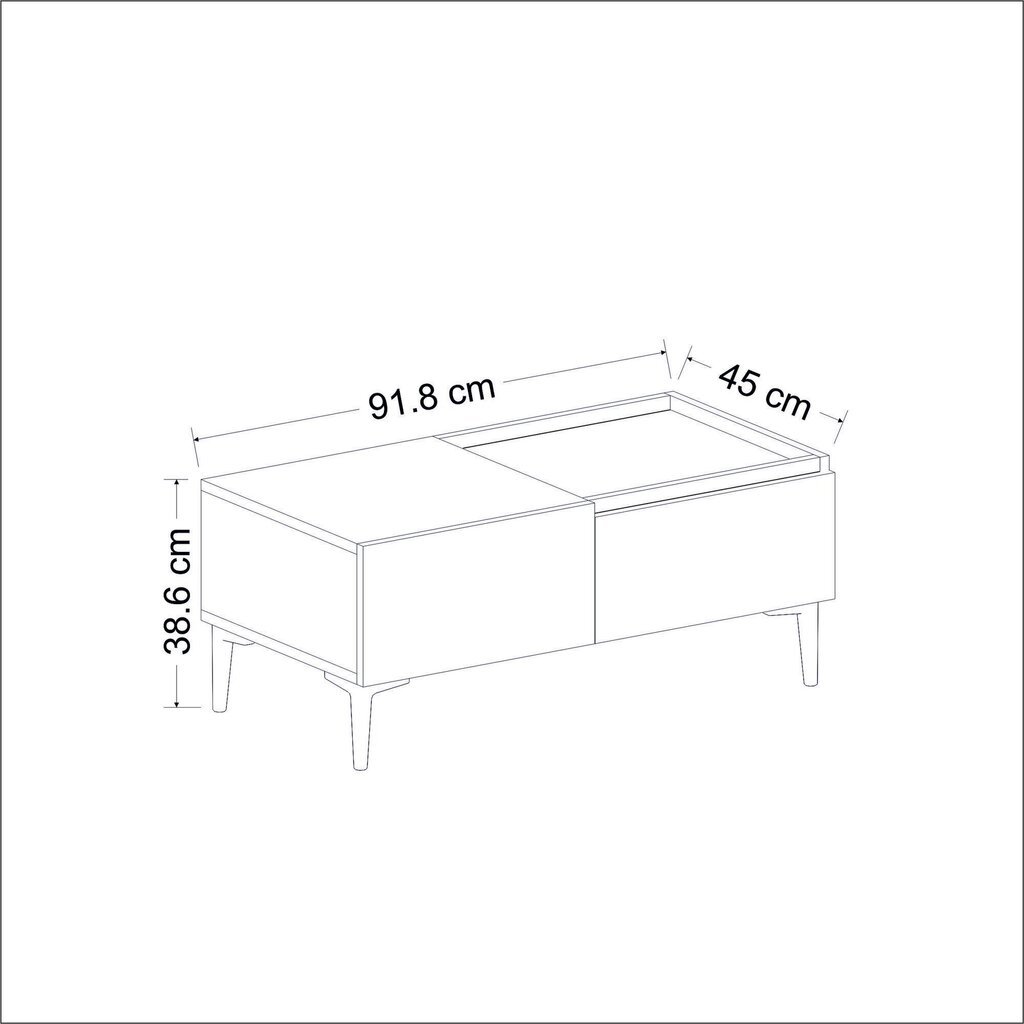 Kohvilaud Asir, 91,8x38,6x45 cm, hall цена и информация | Diivanilauad | hansapost.ee