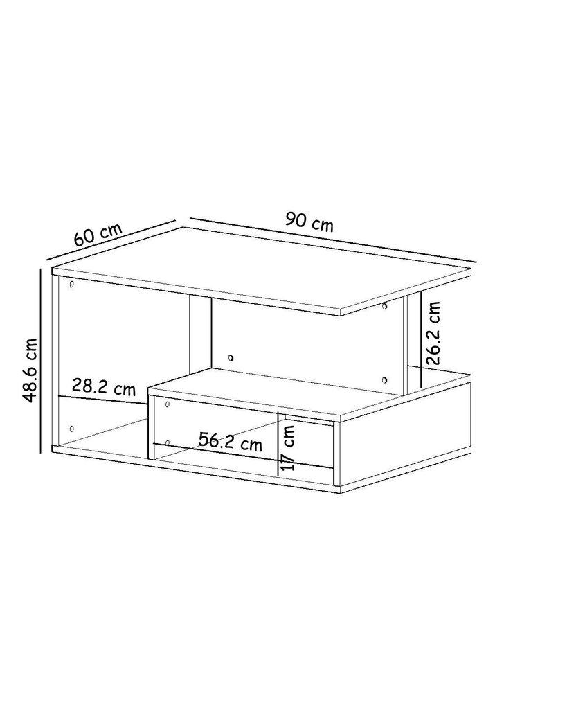 Kohvilaud Asir, 90x48,6x60 cm, valge/pruun hind ja info | Diivanilauad | hansapost.ee