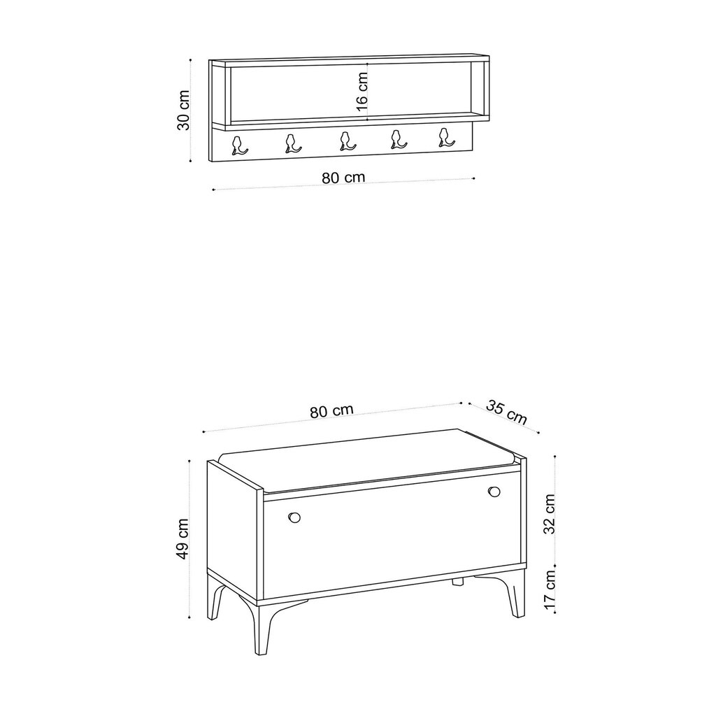 Kingakapp Asir, 80x49x35 cm, valge/must цена и информация | Jalatsikapid, jalatsiriiulid | hansapost.ee