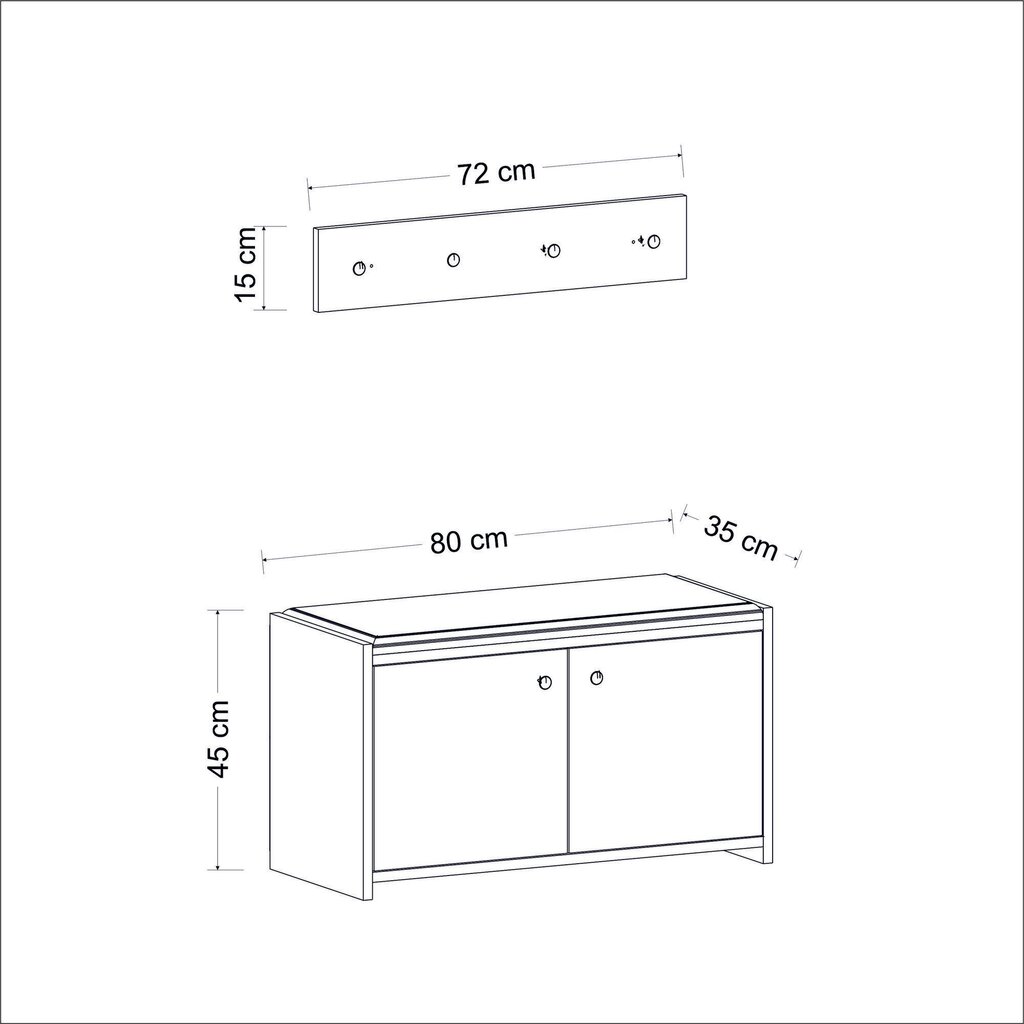 Kingakapp Asir, 80x45x35 cm, hall цена и информация | Jalatsikapid, jalatsiriiulid | hansapost.ee