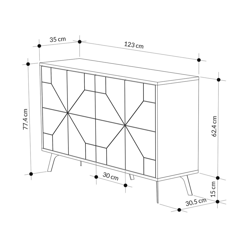 Kapp Asir, 123x62,4x35cm, valgekirju hind ja info | Konsoollauad | hansapost.ee