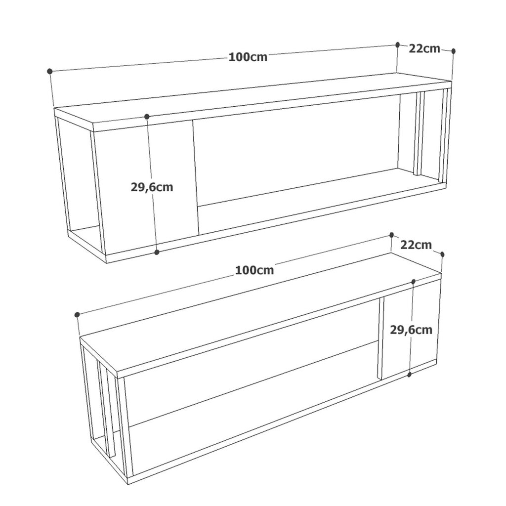 Seinariiul Asir, 100x29,6x22cm, pruun hind ja info | Riiulid | hansapost.ee