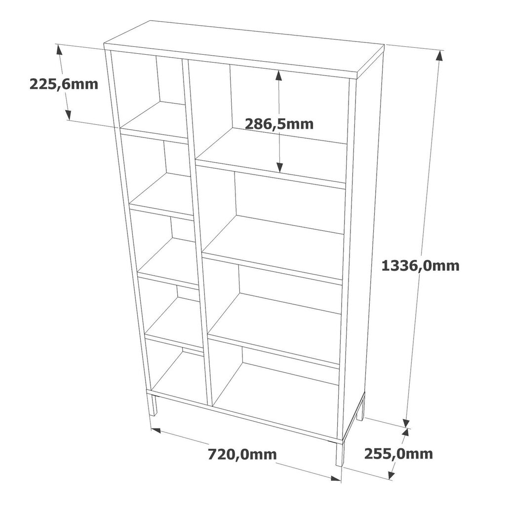 Riiul Asir, 72x133,6x25,5cm, beež/must цена и информация | Riiulid | hansapost.ee