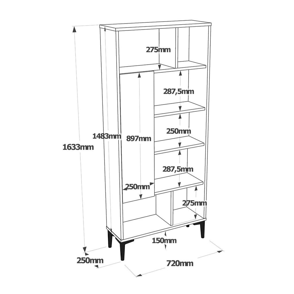 Riiul Asir, 72x163,3x25cm, beež/must hind ja info | Riiulid | hansapost.ee